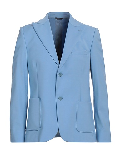 GREY DANIELE ALESSANDRINI Blazer Light blue 70% Polyester, 28% Viscose, 2% Elastane