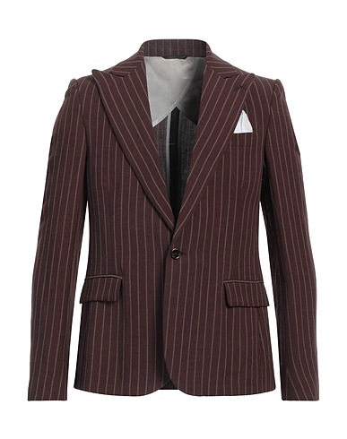 DANIELE ALESSANDRINI Blazer Dark brown 55% Linen, 45% Viscose