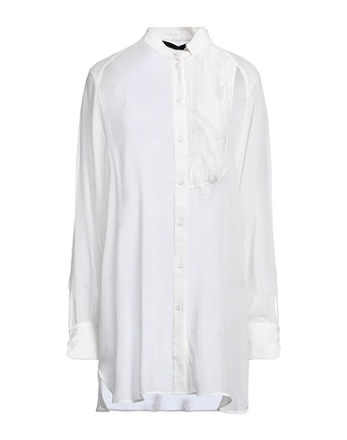ISABEL BENENATO Solid colour shirts & blouses White 78% Cotton, 22% Silk