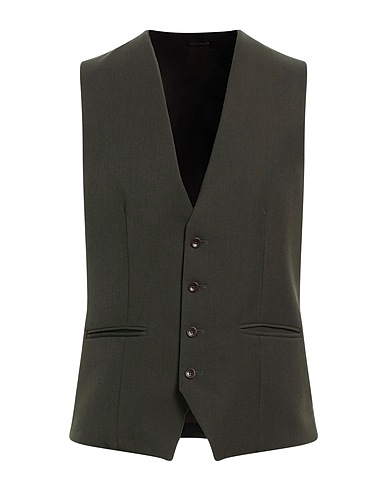 DANIELE ALESSANDRINI HOMME Waistcoat Military green 78% Polyester, 17% Viscose, 5% Elastane