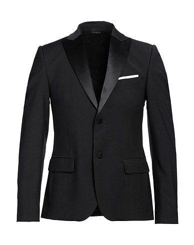 GREY DANIELE ALESSANDRINI Blazer Black 55% Wool, 41% Polyester, 4% Elastane, Cotton