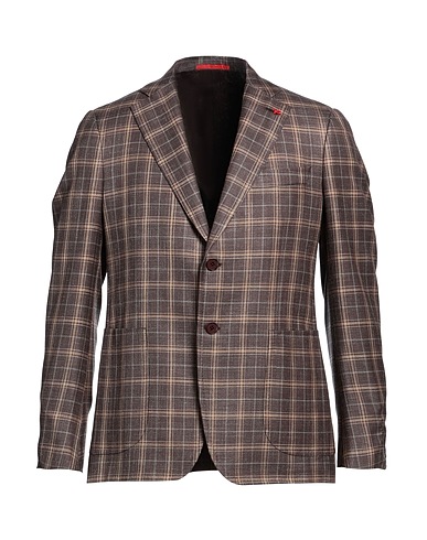 ISAIA Blazer Dark brown 60% Wool, 30% Silk, 10% Linen