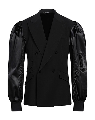 DOLCE&GABBANA Blazer Black 70% Wool, 30% Polyester, Polyamide, Elastane, Calfskin