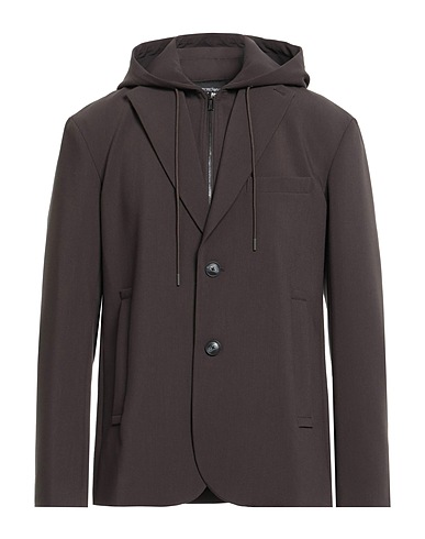 EMPORIO ARMANI Blazer Dark brown 72% Polyester, 21% Viscose, 7% Elastane