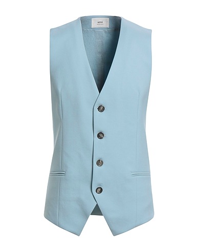AMI ALEXANDRE MATTIUSSI Waistcoat Sky blue 100% Virgin Wool