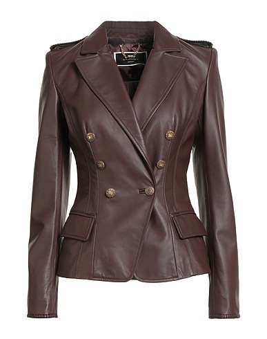 ELISABETTA FRANCHI Blazer Dark brown 100% Ovine leather