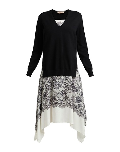 TWINSET Midi dress Black 72% Viscose, 28% Polyester