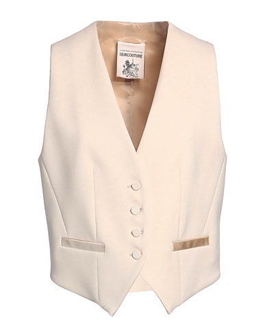 SEMICOUTURE Waistcoat Beige 54% Polyester, 44% Virgin Wool, 2% Elastane
