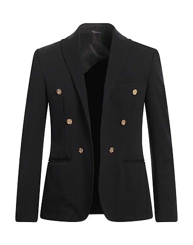 DANIELE ALESSANDRINI Blazer Black 52% Cotton, 42% Polyamide, 6% Elastane
