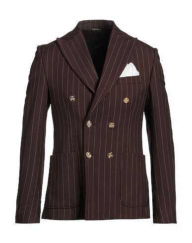 DANIELE ALESSANDRINI Blazer Chocolate brown 63% Polyester, 34% Viscose, 3% Elastane