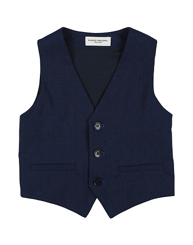 PAOLO PECORA Waistcoat Midnight blue 68% Polyester, 29% Viscose, 2% Polyamide, 1% Elastane