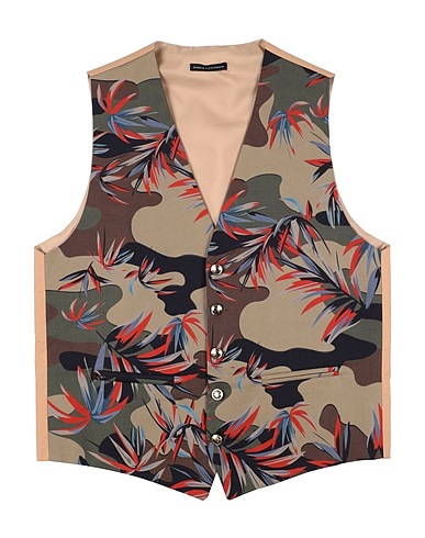 DANIELE ALESSANDRINI Waistcoat Military green 97% Cotton, 3% Elastane