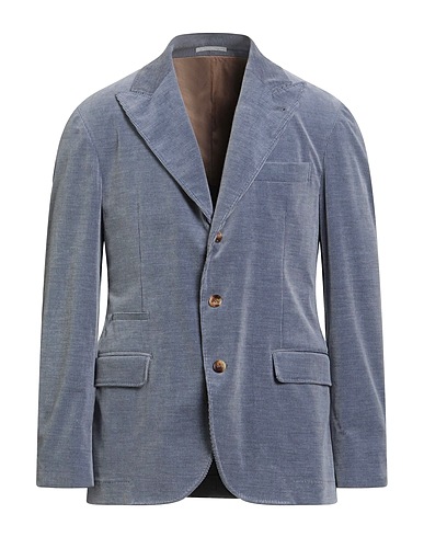 BRUNELLO CUCINELLI Blazer Slate blue 91% Cotton, 8% Cashmere, 1% Elastane