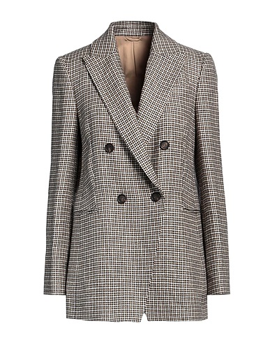 BRUNELLO CUCINELLI Blazer Sand 98% Linen, 1% Polyamide, 1% Metallic fiber, Brass