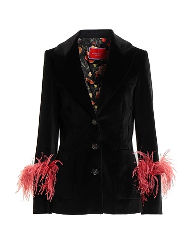 LA DOUBLE J Blazer Black 100% Cotton, Ostrich feathers
