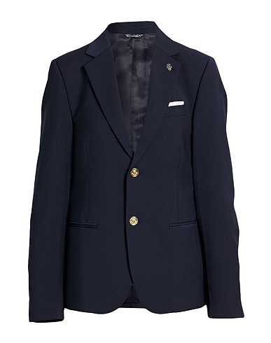 GREY DANIELE ALESSANDRINI Blazer Midnight blue 55% Wool, 41% Polyester, 4% Elastane