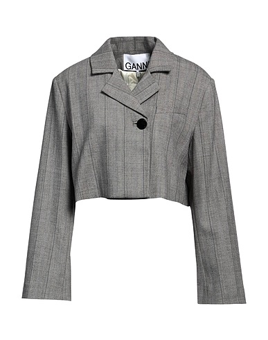 GANNI Jacke Grau 35% Polyester, 33% Recyceltes Polyester, 29% Viskose, 3% Elastan