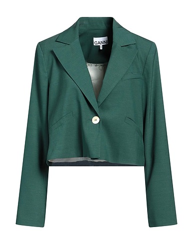 GANNI Blazer Dark green 48% EcoVero™ viscose, 47% Recycled polyester, 5% Elastane