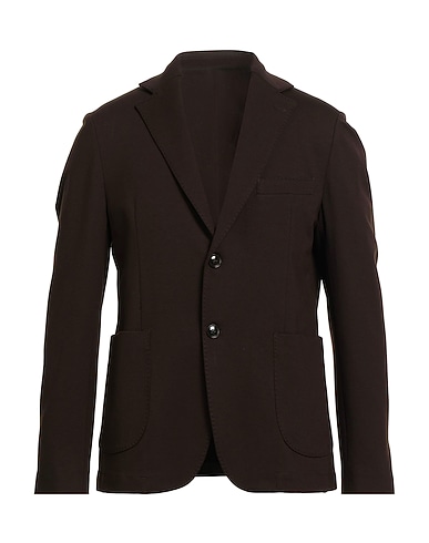 OUT/FIT Blazer Dark brown 64% Viscose, 31% Polyamide, 5% Elastane