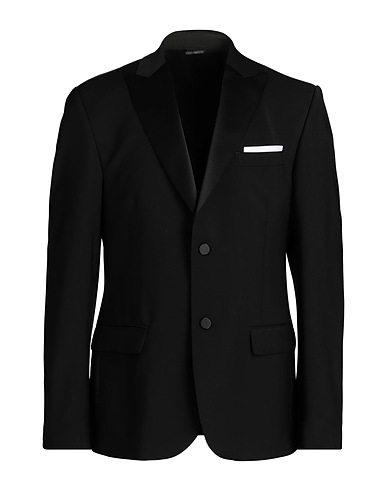 GREY DANIELE ALESSANDRINI Blazer NERO 55% Wool, 41% Polyester, 4% Elastane
