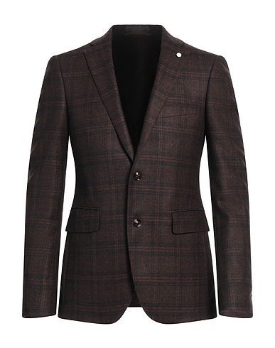 LUIGI BIANCHI Mantova Blazer Dark brown 100% Virgin Wool