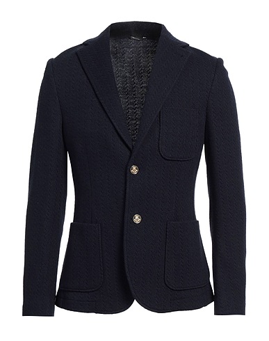 GREY DANIELE ALESSANDRINI Blazer Blue 30% Cotton, 30% Wool, 30% Polyester, 10% Polyamide