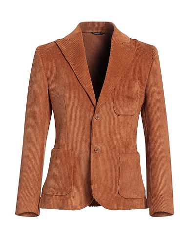 GREY DANIELE ALESSANDRINI Blazer Camel 87% Polyester, 11% Polyamide, 2% Elastane