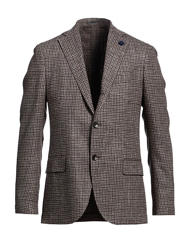 LARDINI Blazer Dark brown 46% Wool, 35% Cotton, 9% Linen, 9% Polyamide, 1% Elastane