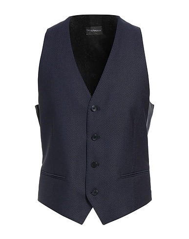 EMPORIO ARMANI Waistcoat Midnight blue 78% Virgin Wool, 20% Silk, 2% Elastane
