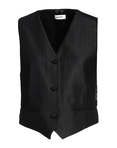 SANDRO Waistcoat Black 54% Polyester, 45% Wool, 1% Elastane