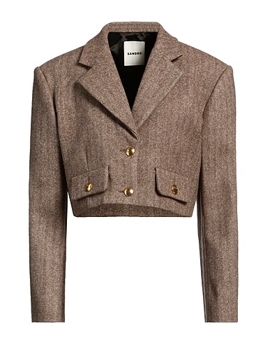 SANDRO Giacca Khaki 71% Lana, 21% Poliammide, 5% Acrilico, 2% Lana di alpaca, 1% Poliestere
