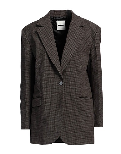 SANDRO Blazer Dark brown 63% Polyester, 33% Viscose, 4% Elastane