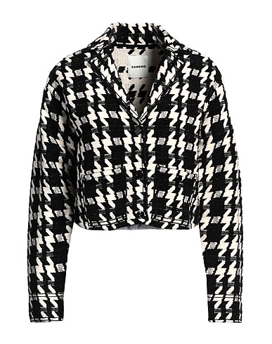 SANDRO Blazer Black 65% Cotton, 18% Polyester, 12% Polyamide, 4% Wool, 1% Elastane