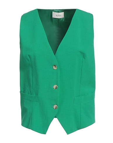 VICOLO Waistcoat Green 80% Viscose, 20% Linen