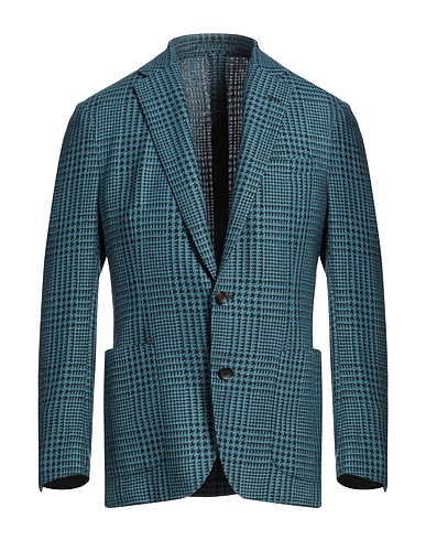 LARDINI Blazer Slate blue 48% Wool, 25% Silk, 17% Linen, 10% Cotton