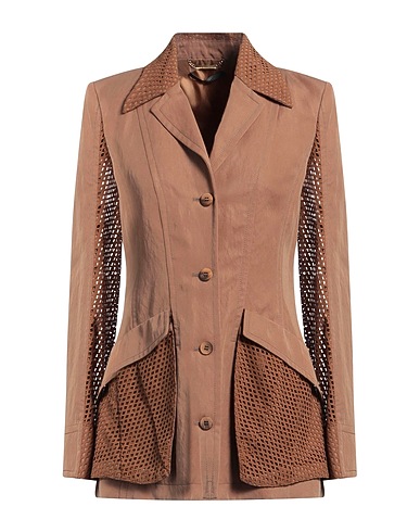 ALBERTA FERRETTI Blazer Camel 97% Cotton, 3% Elastane, Polyurethane, Polyamide