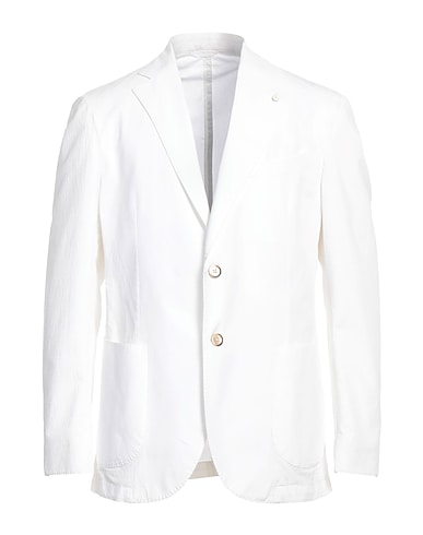 LUIGI BIANCHI Mantova Blazer White 98% Cotton, 2% Elastane, Polyester