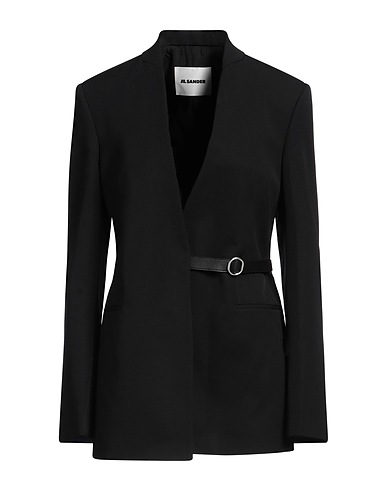 JIL SANDER 자켓 블랙 100% 울, 비스코스, 보바인 가죽