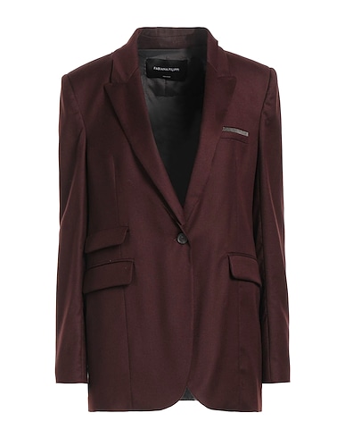 FABIANA FILIPPI Blazer Chocolate brown 94% Virgin Wool, 5% Polyamide, 1% Elastane, Ecobrass