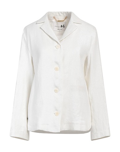 MANZONI 24 Jacket Light grey 95% Linen, 3% Polyester, 2% Polyamide