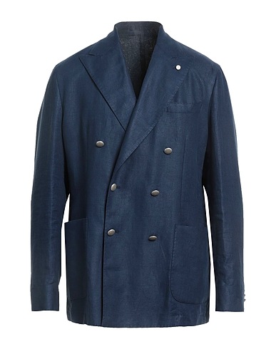 LUIGI BIANCHI Mantova Blazer Blue 100% Linen