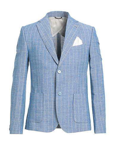 GREY DANIELE ALESSANDRINI Blazer Blu chiaro 35% Viscosa, 35% Cotone, 15% Lino, 10% Acrilico, 5% Altre Fibre