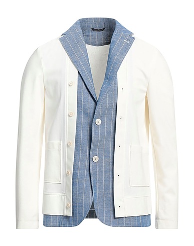 GREY DANIELE ALESSANDRINI Jacket Off white 53% Cotton, 42% Polyamide, 5% Elastane