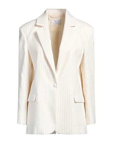MVP WARDROBE Blazer White 50% Linen, 47% Cotton, 3% Viscose, Polyester