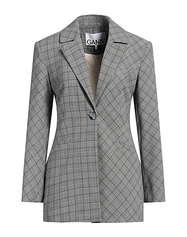 GANNI Blazer Grey 61% Recycled polyester, 25% Viscose, 10% Wool, 4% Elastane
