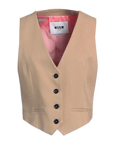 MSGM Waistcoat Beige 91% Viscose, 8% Polyester, 1% Elastane