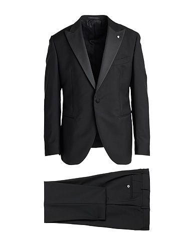 LUIGI BIANCHI Mantova Suits Black 84% Virgin Wool, 16% Mohair wool