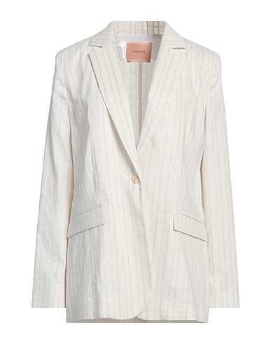TWINSET Blazer White 39% Cotton, 37% Linen, 11% Polyamide, 10% Polyester, 3% Viscose