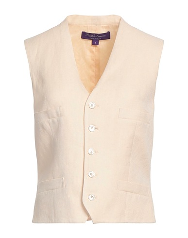 RALPH LAUREN COLLECTION Waistcoat Beige 55% Linen, 45% Silk, Viscose, Elastane