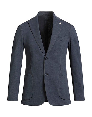 LUCA BERTELLI Blazer Navy blue 56% Cotton, 37% Polyamide, 7% Elastane